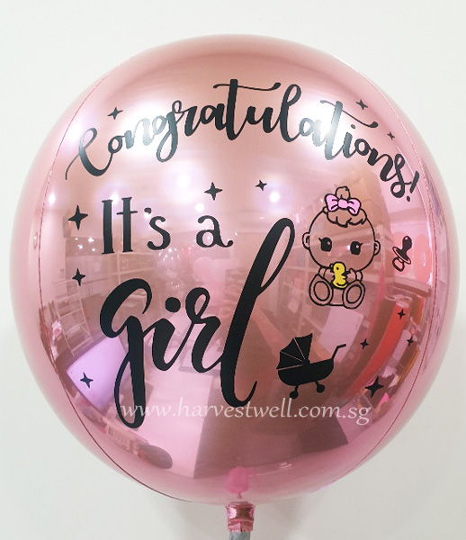 It's A Girl Customize ORBZ Balloon